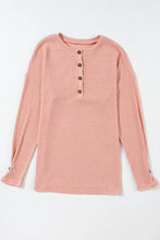 Load image into Gallery viewer, Ribbed Half Button Long Sleeve Knit Top
