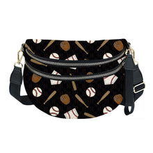Load image into Gallery viewer, The Roni Nylon Crossbody - Baseball on Black
