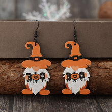 Load image into Gallery viewer, Wooden Dwarfs Pumpkin Dangle Earrings
