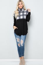 Load image into Gallery viewer, Celeste Full Size Pocketed Plaid Turtleneck Long Sleeve Blouse
