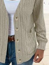 Load image into Gallery viewer, Full Size Button Up V-Neck Long Sleeve Cardigan
