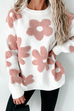 Load image into Gallery viewer, Flower Round Neck Long Sleeve Knit Top
