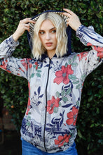 Load image into Gallery viewer, Tasha Apparel Full Size Floral Zip Up Hoodie
