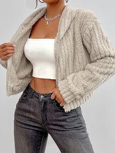 Load image into Gallery viewer, Zip Up Long Sleeve Fuzzy Hooded Jacket
