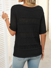 Load image into Gallery viewer, Mandy Openwork Round Neck Half Sleeve Knit Top
