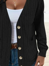Load image into Gallery viewer, Full Size Button Up V-Neck Long Sleeve Cardigan
