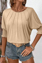 Load image into Gallery viewer, Round Neck Smocked Half Sleeve Top
