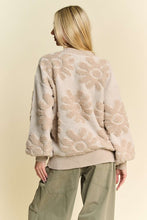 Load image into Gallery viewer, Davi &amp; Dani Flower Texture Round Neck Dropped Shoulder Sweater
