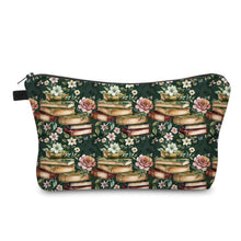Load image into Gallery viewer, Pouch - Dark Green Book Floral
