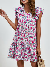 Load image into Gallery viewer, Tied Floral Cap Sleeve Mini Dress
