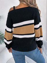 Load image into Gallery viewer, Color Block Asymmetrical Neck Long Sleeve Sweater
