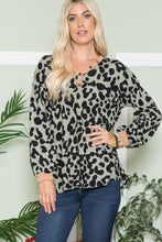 Load image into Gallery viewer, Celeste Full Size Leopard V-Neck Long Sleeve Blouse
