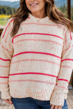 Load image into Gallery viewer, Plus Size Confetti Striped Round Neck Sweater
