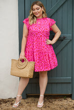 Load image into Gallery viewer, Plus Size Ruffled Leopard Cap Sleeve Mini Dress
