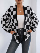 Load image into Gallery viewer, Checkered Open Front Long Sleeve Cardigan
