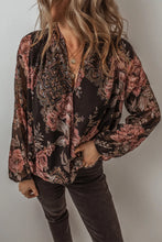 Load image into Gallery viewer, Printed Surplice Long Sleeve Blouse
