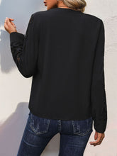 Load image into Gallery viewer, Notched Lace Long Sleeve Blouse
