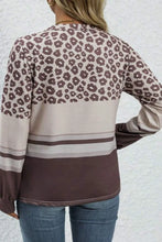 Load image into Gallery viewer, Plus Size Leopard Round Neck Long Sleeve Top
