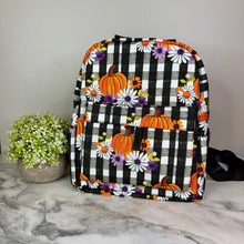 Load image into Gallery viewer, Mini Backpack - Halloween - Plaid Pumpkin Floral - PREORDER
