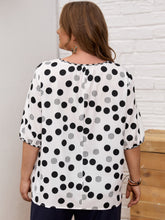 Load image into Gallery viewer, Plus Size Polka Dot Round Neck Half Sleeve Blouse
