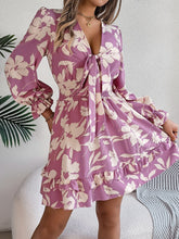 Load image into Gallery viewer, Tied Ruffled Printed Long Sleeve Dress
