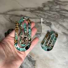Load image into Gallery viewer, Jumbo Paperclip - Turquoise Cow Animal Print
