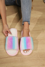 Load image into Gallery viewer, Color Block Open Toe Faux Fur PVC Slippers
