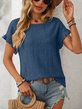 Load image into Gallery viewer, Mandy Eyelet Round Neck Short Sleeve Top
