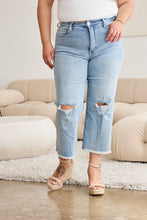 Load image into Gallery viewer, RFM Full Size Tummy Control High Waist Raw Hem Distressed Jeans
