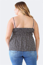 Load image into Gallery viewer, Zenobia Plus Size Frill Smocked Floral Sweetheart Neck Cami
