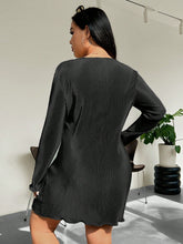 Load image into Gallery viewer, Honey Plus Size Lettuce Hem Round Neck Long Sleeve Dress
