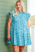 Load image into Gallery viewer, Plus Size Ruffled Leopard Cap Sleeve Mini Dress
