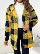 Load image into Gallery viewer, Plaid Long Sleeve Hooded Coat
