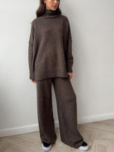 Load image into Gallery viewer, Slit Turtleneck Long Sleeve Top and Pants Sweater Set
