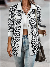 Load image into Gallery viewer, Full Size Leopard Collared Neck Button Up Long Sleeve Jacket
