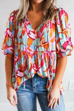 Load image into Gallery viewer, Printed Tie Neck Half Sleeve Blouse
