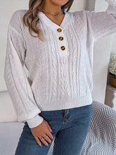 Load image into Gallery viewer, Cable-Knit V-Neck Long Sleeve Sweater
