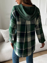 Load image into Gallery viewer, Devine Drawstring Plaid Long Sleeve Hoodie
