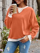 Load image into Gallery viewer, Contrast Round Neck Long Sleeve Sweatshirt
