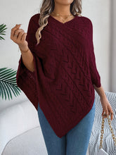 Load image into Gallery viewer, Cable-Knit Openwork Three-Quarter Sleeve Sweater
