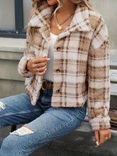 Load image into Gallery viewer, Plaid Button Up Collared Neck Long Sleeve Jacket
