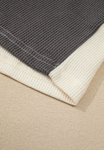 Load image into Gallery viewer, Waffle-Knit Two-Tone Long Sleeve Hoodie

