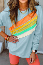 Load image into Gallery viewer, Contrast Round Neck Long Sleeve Sweatshirt
