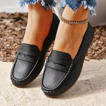 Load image into Gallery viewer, PU Leather Round Toe Flat Slip-Ons
