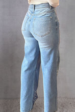 Load image into Gallery viewer, Rhinestone Straight Jeans with Pockets
