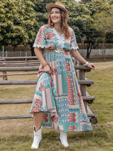 Load image into Gallery viewer, Plus Size Lace Detail Printed Half Sleeve Midi Dress
