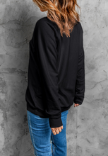 Load image into Gallery viewer, Rhinestone Checkered Lucky Clover Round Neck Sweatshirt
