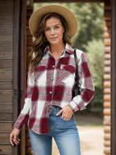 Load image into Gallery viewer, Full Size Pocketed Plaid Collared Neck Shacket
