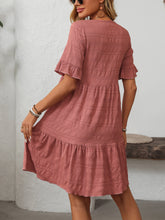 Load image into Gallery viewer, Mandy Ruffled Ruched Round Neck Half Sleeve Dress
