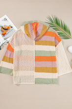 Load image into Gallery viewer, Openwork Color Block Hooded Sweater
